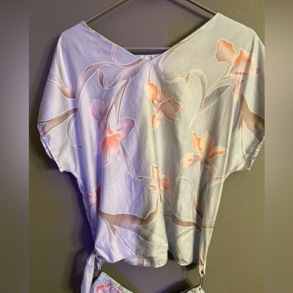 VTG Women 2 pc Set Tank Shorts Sz L Tropical Island Tiki Party Hawaiian Resort - Picture 4 of 7